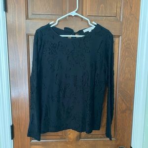 LOFT medium black floral detail blouse